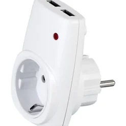 Chargeur Prise 16A + 2 USB 2.1A blanc-Horoz Electric Discount
