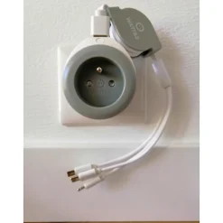 Chargeur prise 16A avec port USB Bewatt gris^Watt & Co