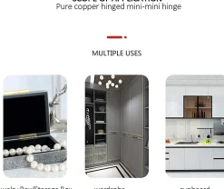 Charnière en cuivre , Mini charnière pliante, charnière pour tiroir, armoire, porte, or-Deko Outlet