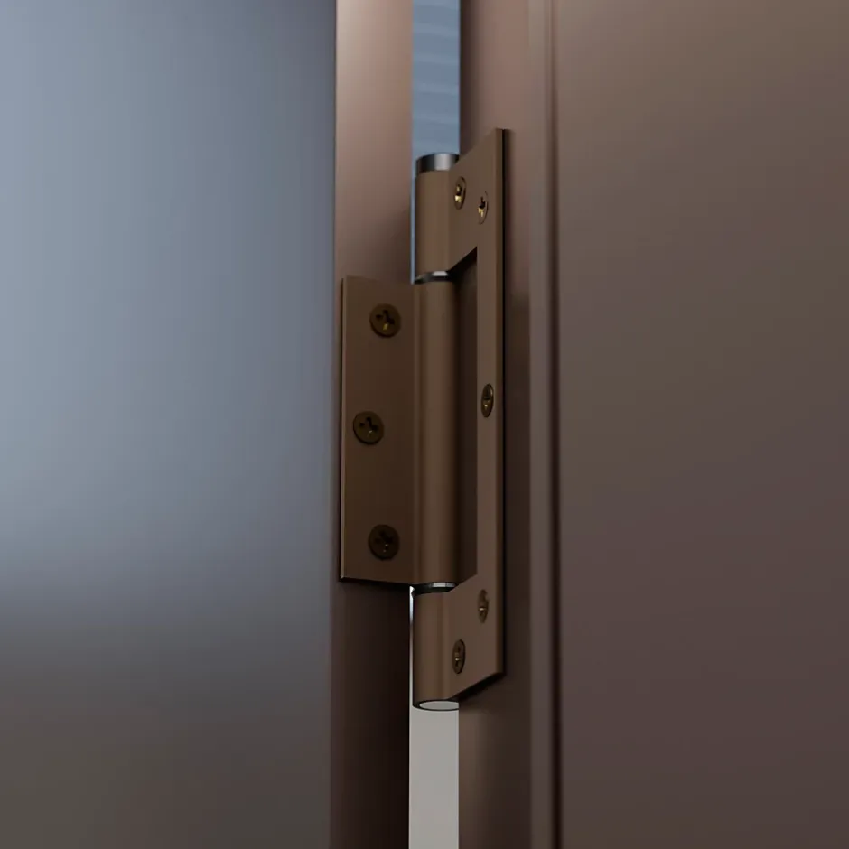 Charnière simple action à ressort, 150X30 mm, aluminium anodisée bronze posée totalement en applique, a lame centrée.-Hardwarexchange New