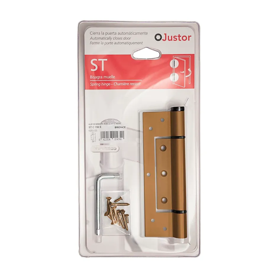 Charnière simple action à ressort, 150X30 mm, aluminium anodisée bronze posée totalement en applique, a lame centrée.-Hardwarexchange New