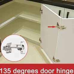 Charnières de porte d'armoire pliantes, 2 pièces, pour armoire de cuisine, 135 degrés (argent)-Deko Outlet