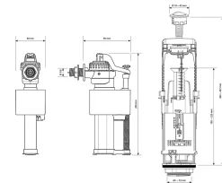 Chasse d'eau + robinet flotteur à ouverture différé , double bouton poussoir + étrier^Flomasta Hot
