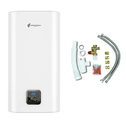Chauffe Eau Electrique Plat Mural Multipositions Kimoro Sannover 80 Litres + Kit d'Installation Complet NF-Sannover 