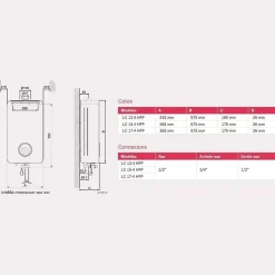 Chauffe-eau à ventouse ONDEA HYDROSMART BAS NOX - LC12-4 HFPN - Puissance 4,3 à 20,7 kW - Gaz Naturel - maxi 12 l/min^Elm Leblanc Discount