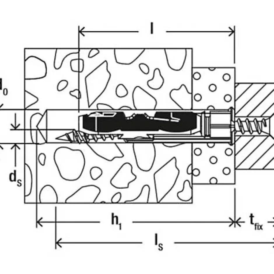 Cheville à bascule Fischer DUOTEC 10 mm x 47 mm, 25 pièces, nylon avec vis tête cylindrique-O91 New
