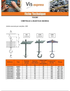 Cheville à bascule M6X100 Acier zingué KD6 - 5 pièces-Fischer Clearance