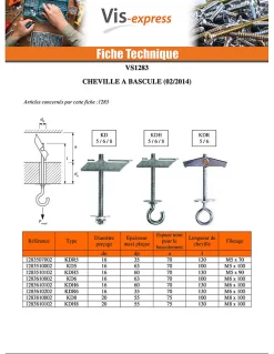 Cheville à bascule M6X100 Acier zingué KDH6 - 5 pièces-Fischer Clearance