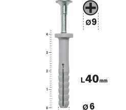 Cheville Clous Vis à Frapper , 6 x 40 mm, Boite de 200^Semin Hot