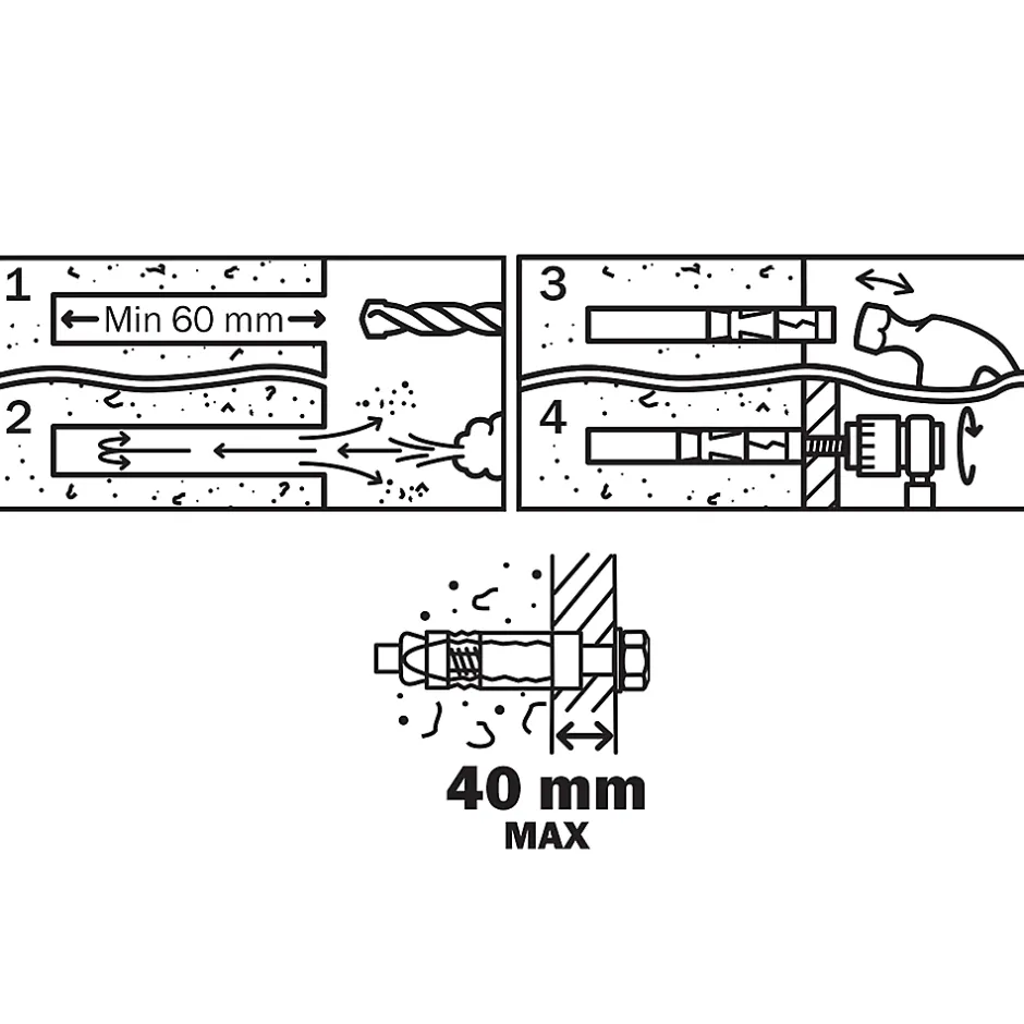 Cheville métal traversant 10x100mm^Diall Discount
