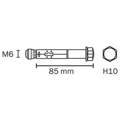 Cheville métal traversant 6x85mm^Diall New