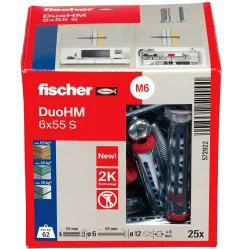 Cheville DuoHM métallique pour corps creux 6x55 avec vis fraisée Torx Fisher-O91 Sale