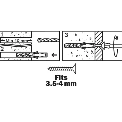Cheville pour murs pleins vendue par 30 en nylon Ø.6 x L.30 mm^Diall Online