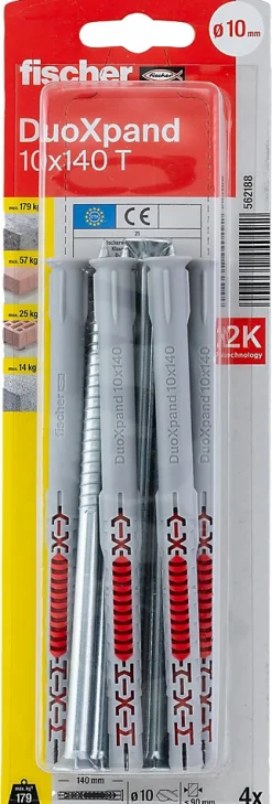 Cheville rallongée DuoXpand 10 x 140 mm, 4 pièces-Fischer Discount