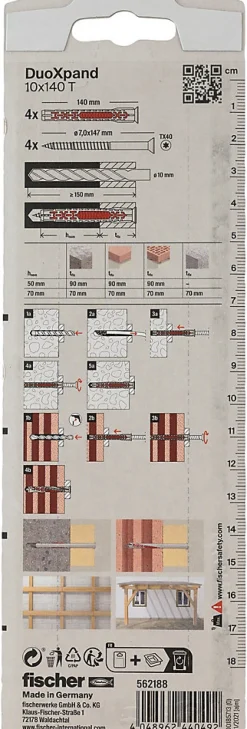 Cheville rallongée DuoXpand 10 x 140 mm, 4 pièces-Fischer Discount