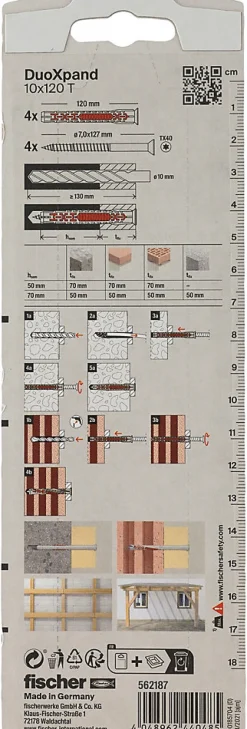 Cheville rallongée DuoXpand 10 x 120 mm, 4 pièces-Fischer Best