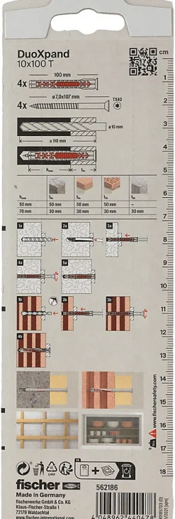 Cheville rallongée DuoXpand 10 x 100 mm, 4 pièces-Fischer Discount