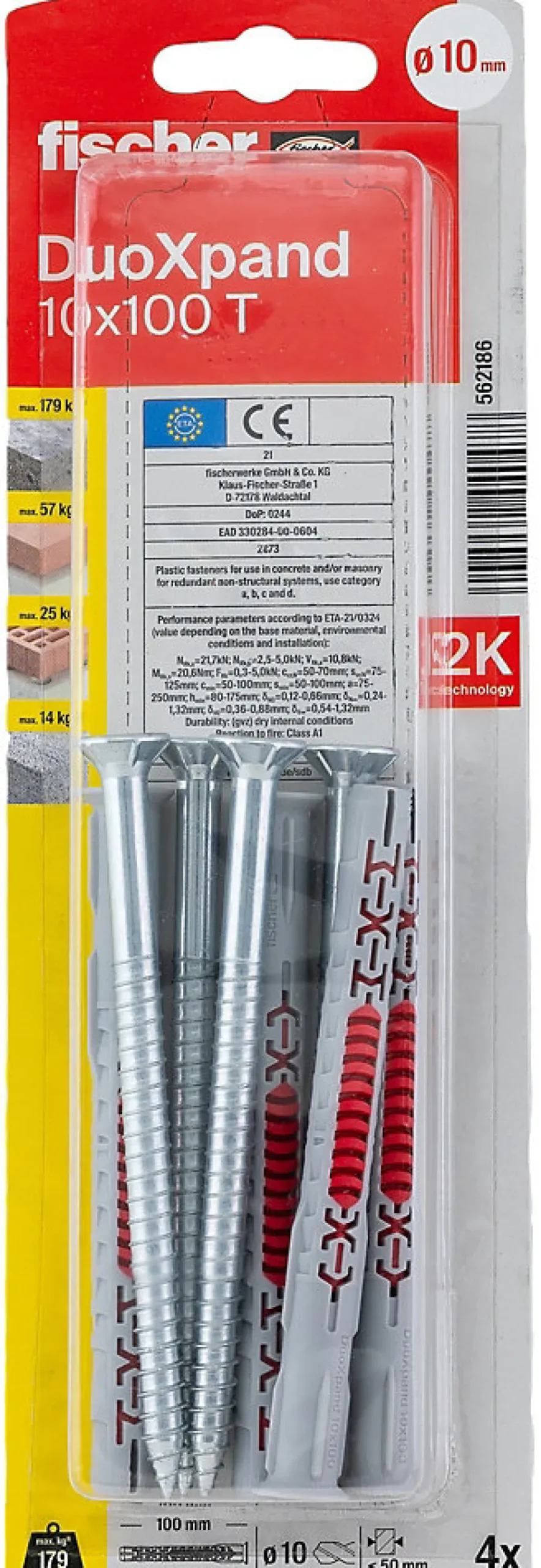 Cheville rallongée DuoXpand 10 x 100 mm, 4 pièces-Fischer Discount