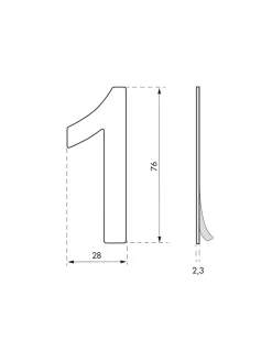 Chiffre 1 adhésif, inox, H.76mm --Thirard Sale