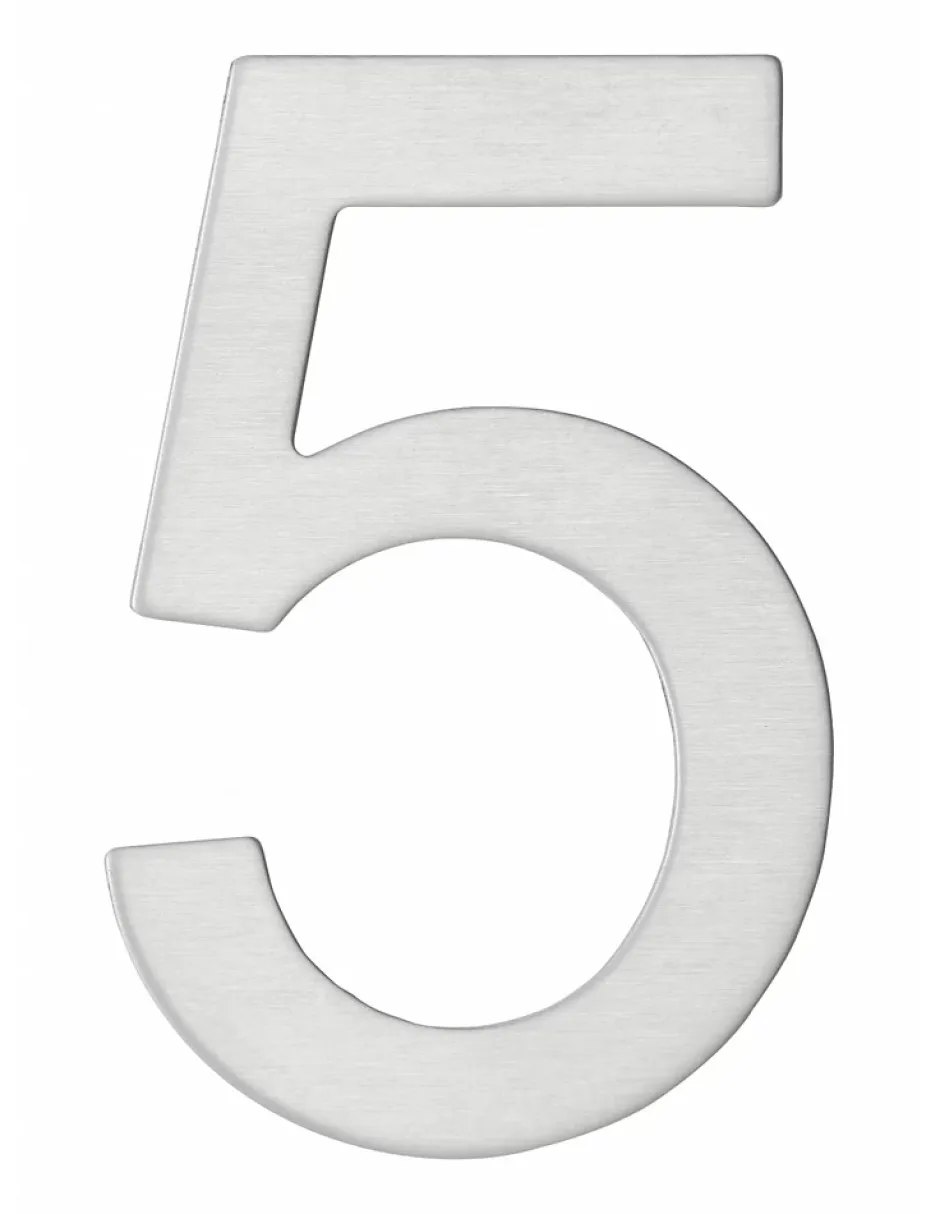 Chiffre 5 adhésif, inox, H.76mm --Thirard