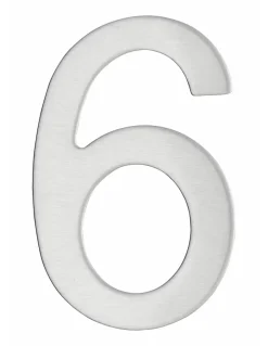 Chiffre 6 adhésif, inox, H.76mm -^Thirard Clearance