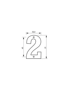 Chiffre 2, laiton, à visser, H.51mm, doré -^Thirard Outlet