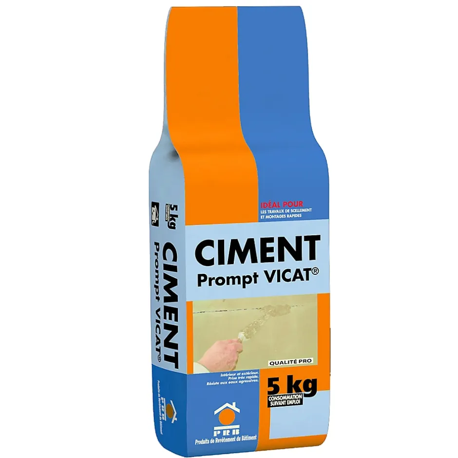 Ciment Prompt Naturel Vicat 5kg - Prise Ultra-Rapide, Haute Résistance Initiale - Idéal pour Réparations Express, Maçonnerie,^Prb Best