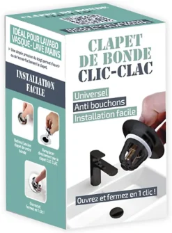 Clapet clic clac noir pour bonde de lavabo et vasque,^MTK New