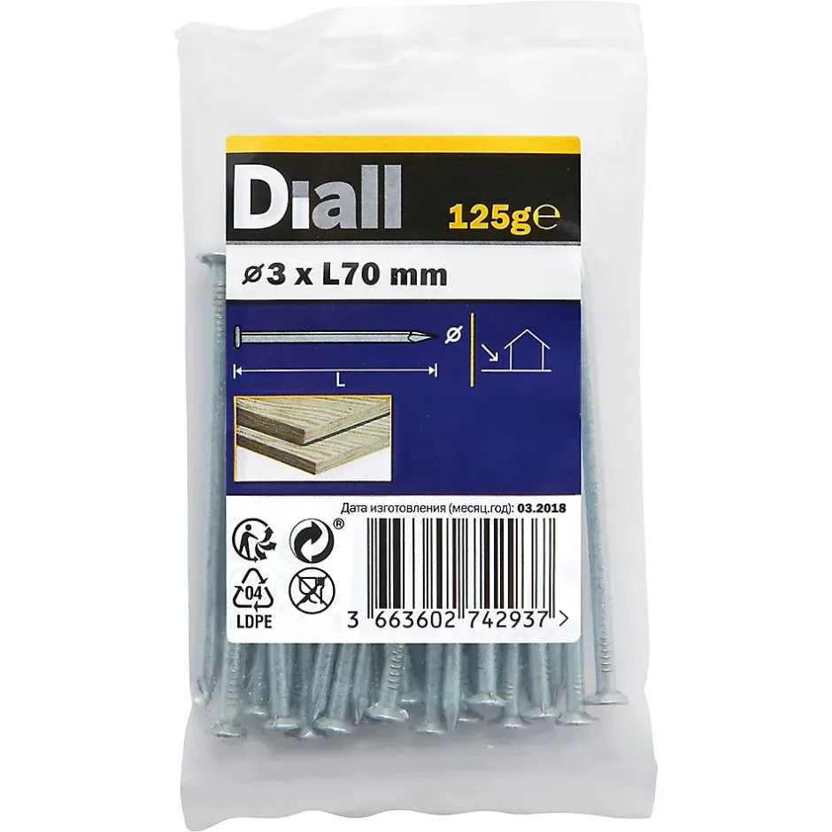 Clous à tête plate en acier galvanisé 3x70 - 125g^Diall Outlet