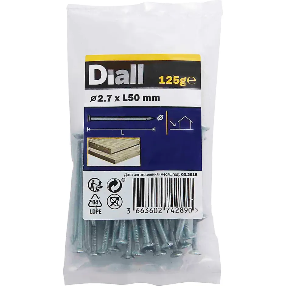 Clous à tête plate en acier galvanisé 2,7x50 - 125g^Diall Outlet