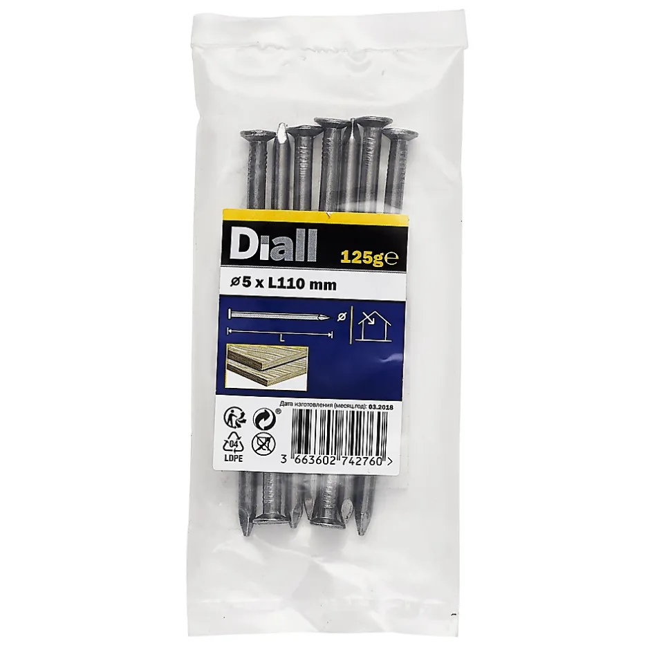 Clous à tête plate en acier galvanisé 5x110 - 125g-Diall Discount