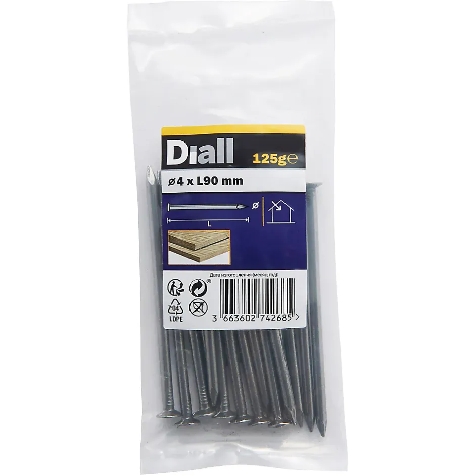 Clous à tête plate en acier galvanisé 4x90 - 125g-Diall New