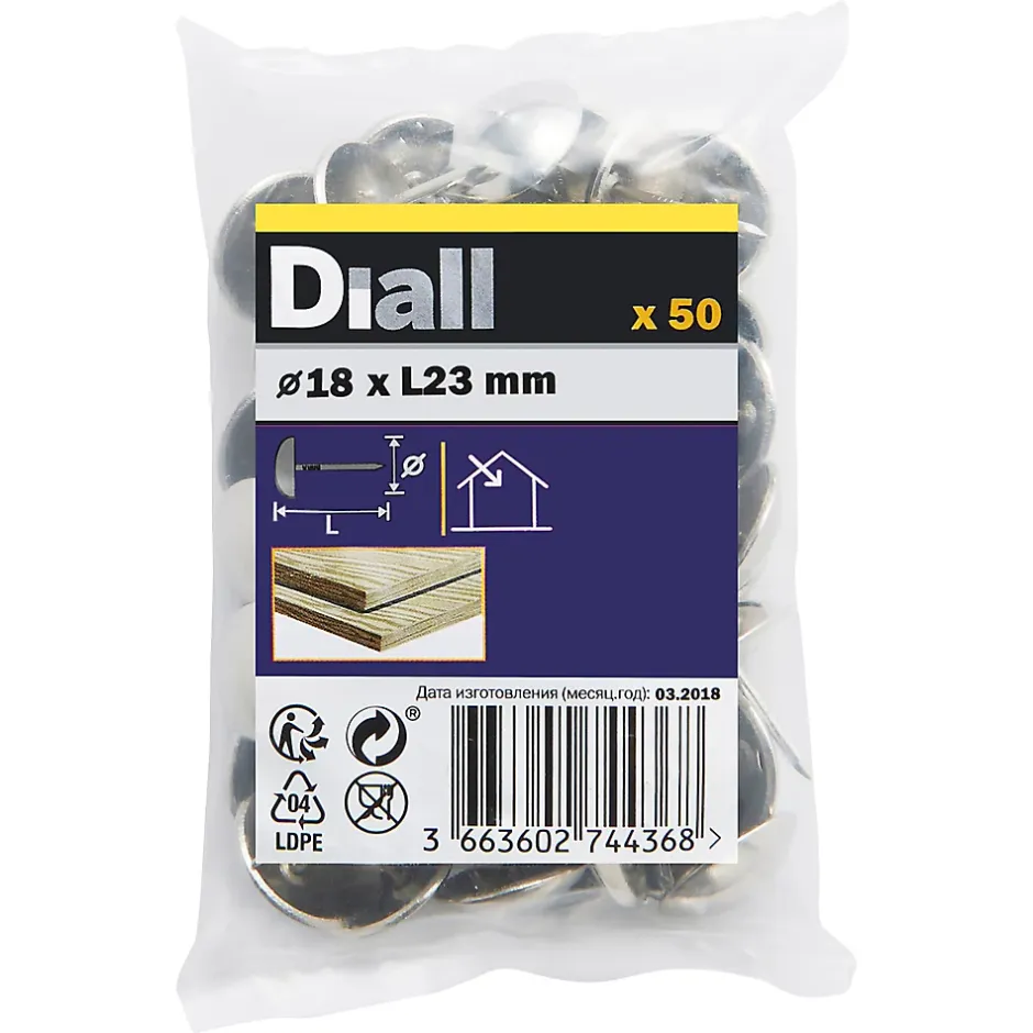 Clous tapissiers nickelés 18 mm x 50-Diall Outlet