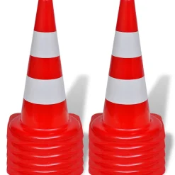 Cône de signalisation réfléchissant 10 pcs 50 cm Rouge et blanc^Vidaxl Best