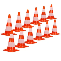 Cône de signalisation routière cône de chantier orange blanc 47 cm 12 pièces-ECD Germany Sale