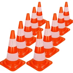 Cônes de signalisation routière cône de chantier orange blanc 47 cm 10 pièces-ECD Germany Outlet