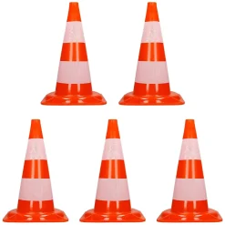 Cônes de signalisation routière cône de chantier orange blanc 47 cm 5 pièces^ECD Germany Best