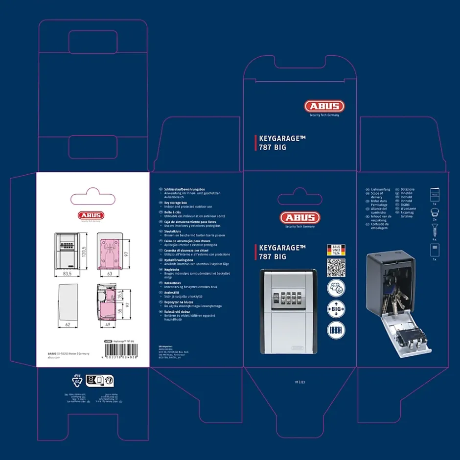 Coffre fort à combinaison mural large^Abus Online