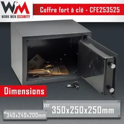 Coffre fort électronique - Work Men Security - CFE253525 - Dimensions extérieur 25 x 35 x 25 cm^Elem Technic Sale
