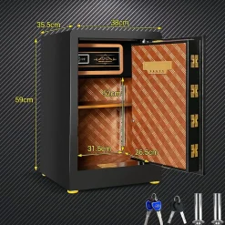 Coffre-fort avec Serrure à Code électronique, Coffre-fort avec étagère Amovible et Système d'Alarme, 36,5X37,5X59 CM, Noir^Giantex Hot