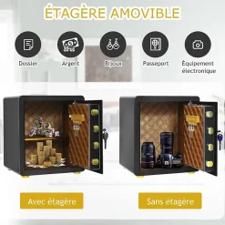 Coffre-fort de Sécurité avec Serrure à Combinaison, étagère et Système d'Alarme, avec Fonction Anti-indiscrétion, 36X31X41 CM-Giantex Best