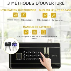 Coffre-fort de Sécurité avec Serrure à Combinaison, étagère et Système d'Alarme, avec Fonction Anti-indiscrétion, 36X31X41 CM-Giantex Best
