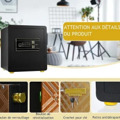 Coffre-fort de Sécurité avec Serrure à Combinaison, étagère et Système d'Alarme, avec Fonction Anti-indiscrétion, 36X31X41 CM-Giantex Best