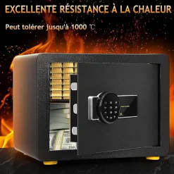Coffre-fort en Acier,40X30X30 CM,avec Serrure à Code électronique,étagère Amovible,Système d'Alarme et Fonction Anti-indiscrétion^Giantex
