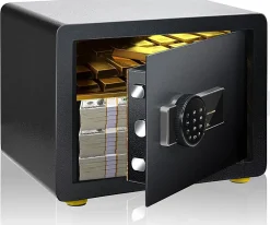 Coffre-fort en Acier,40X30X30 CM,avec Serrure à Code électronique,étagère Amovible,Système d'Alarme et Fonction Anti-indiscrétion^Giantex