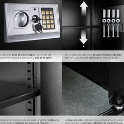 Coffre-fort électronique en acier 50 x 35 x 34,5 cm fer noir-Tectake