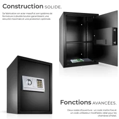 Coffre-fort électronique en acier 50 x 35 x 34,5 cm fer noir-Tectake