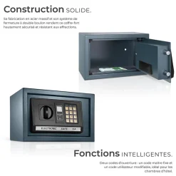 Coffre-fort électronique en fer 20 x 31 x 22 cm noir-Tectake Discount