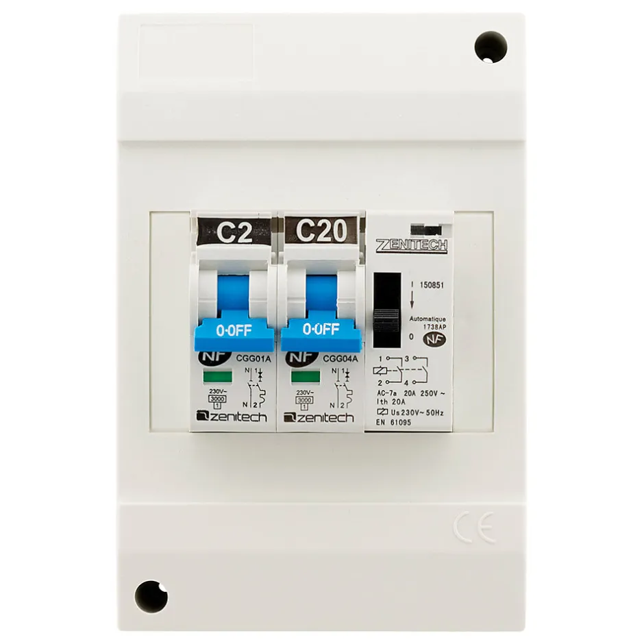 Coffret chauffe-eau 2 disj + contacteur jour/nuit^Zenitech Online