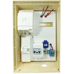 Coffret de chantier monophasé 3/6/9 kW - pack complet raccordement souterrain 3m conforme ENEDIS avec 1 prise et bornier IP2X-Tecko New